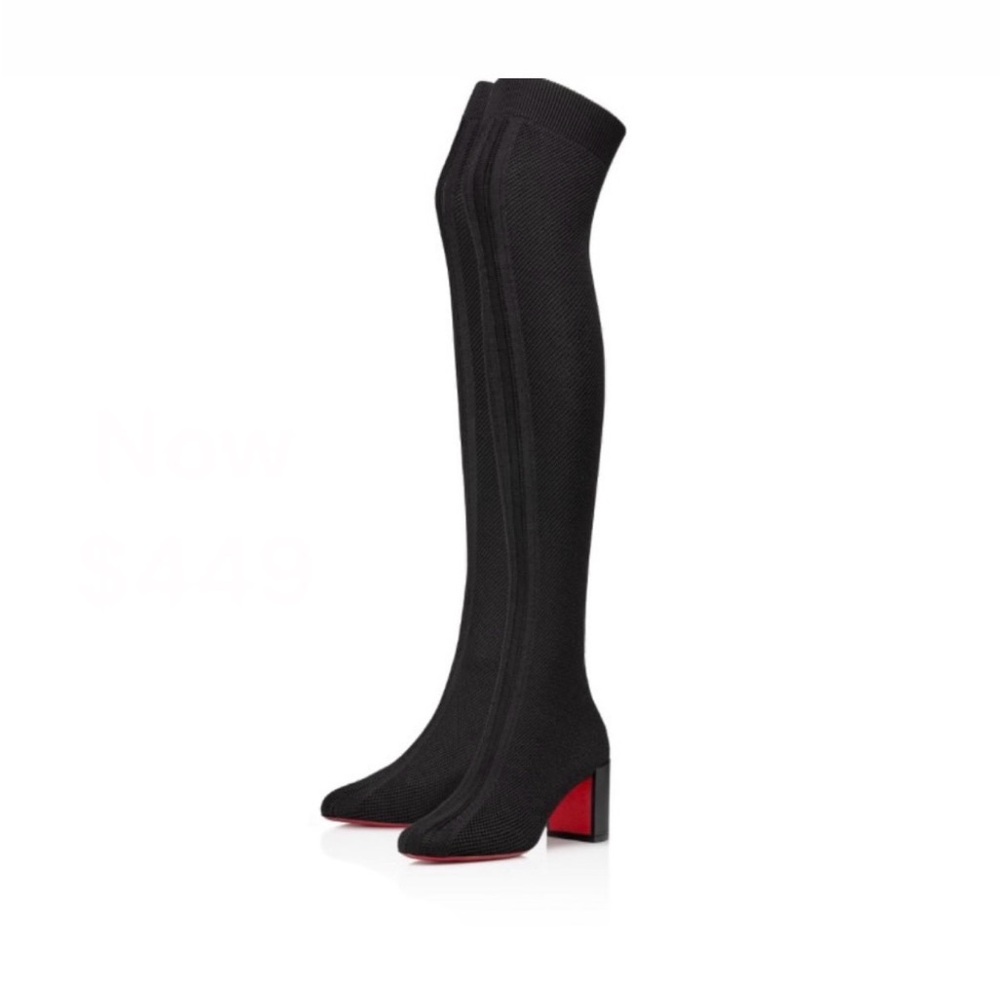 Beyonstage Botta 70 Christian Louboutin Black and Red Over the Knee Boots